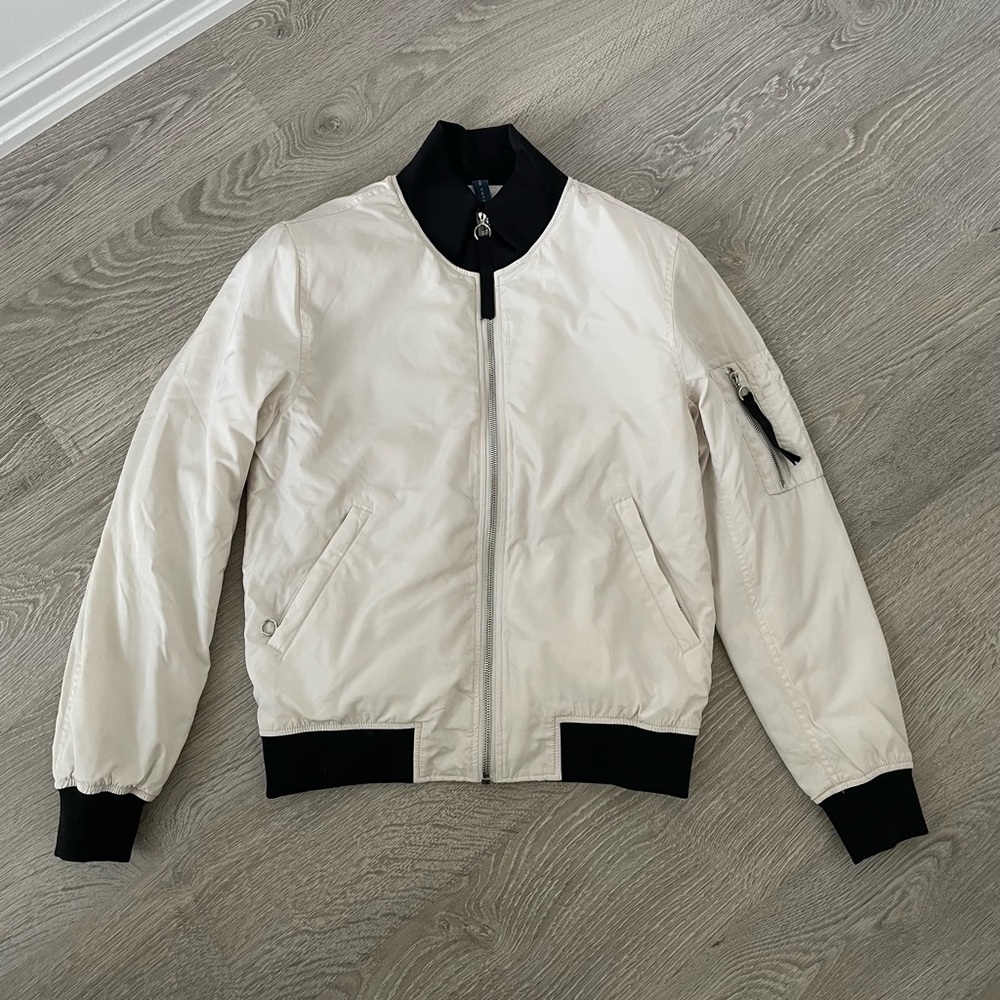 New Zara Man White Bomber Jacket